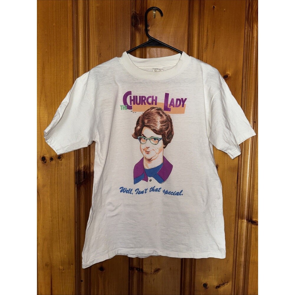 Vintage 80S Snl Church Lady Shirt L  Dana Carvey SINGLE STITCH TOUCH OF GOLD